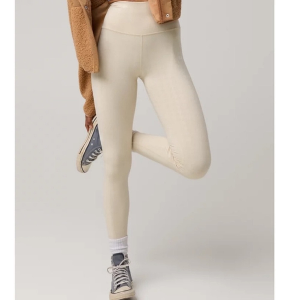 Aerie Offline Cake Batter Foil Houndstooth Hugger High Waisted Leggings size L